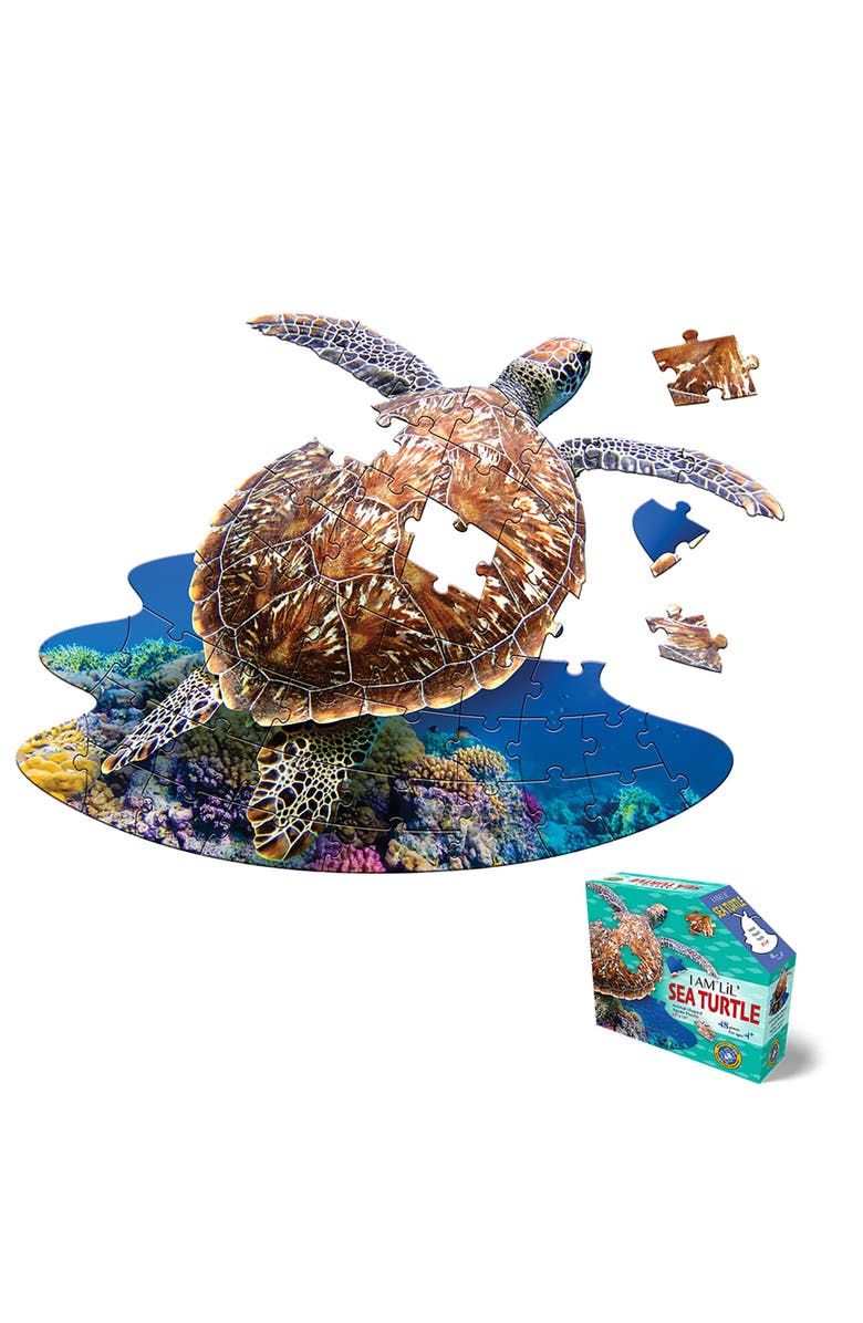 Madd Capp I Am Lil Sea Turtle 48 piece Animal Shaped Puzzle, Main, color, Multicolored