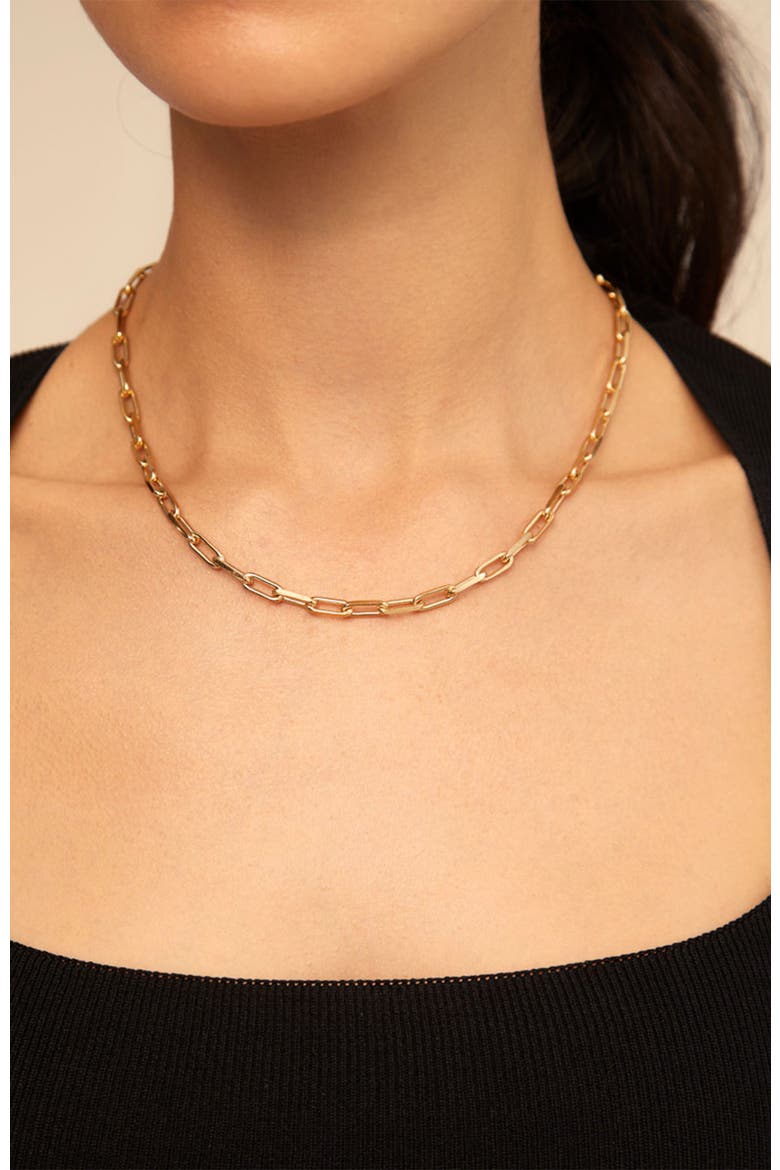 Mini Linkline Charm Necklace, Alternate, color, Gold