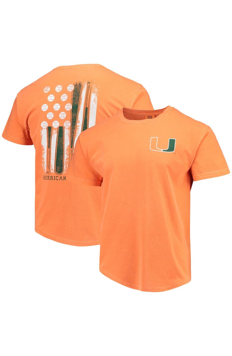 IMAGE ONE Men's Orange Miami Hurricanes Baseball Flag Comfort Colors T-Shirt, Main, color, Orange