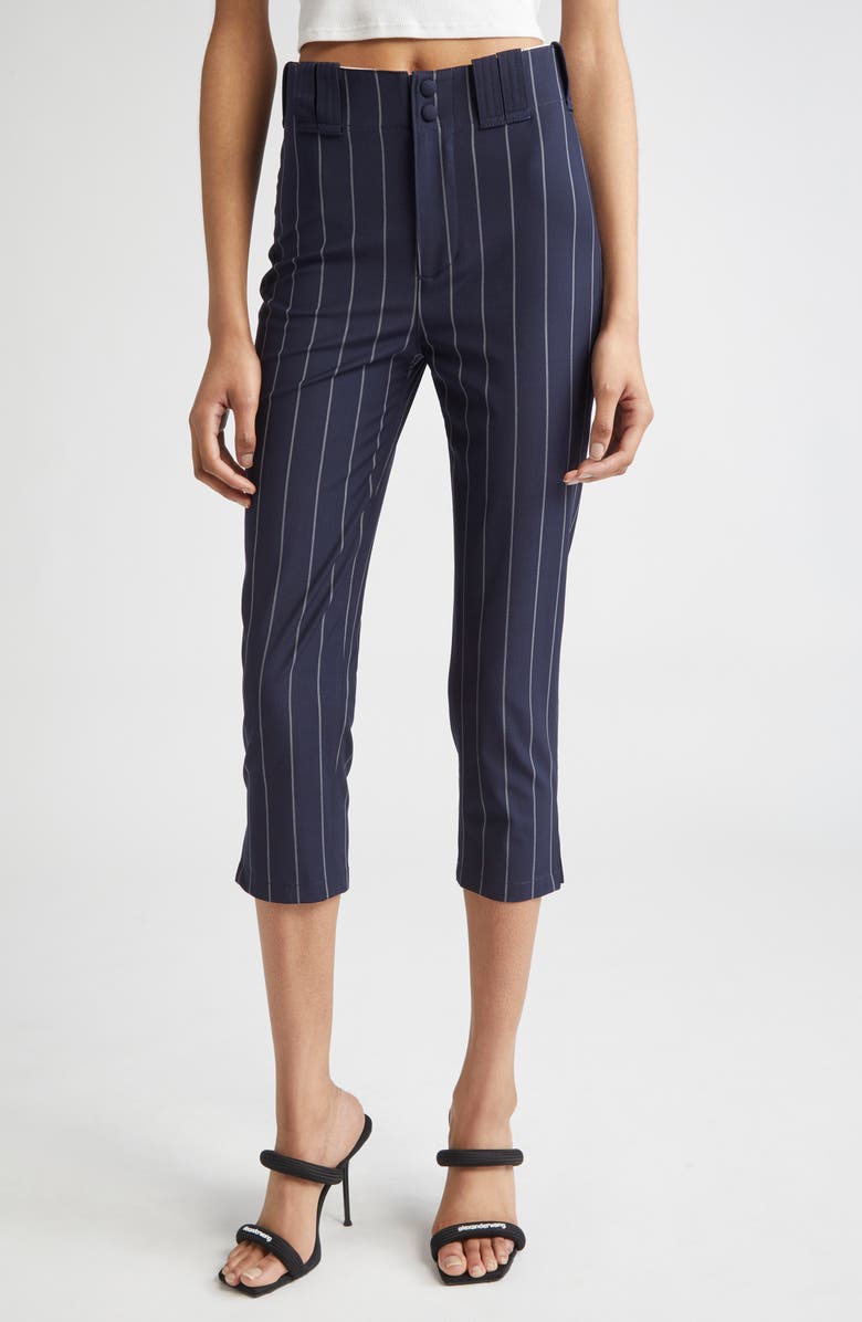 Alexander Wang Pinstripe High Waist Baseball Capri Pants, Main, color, 