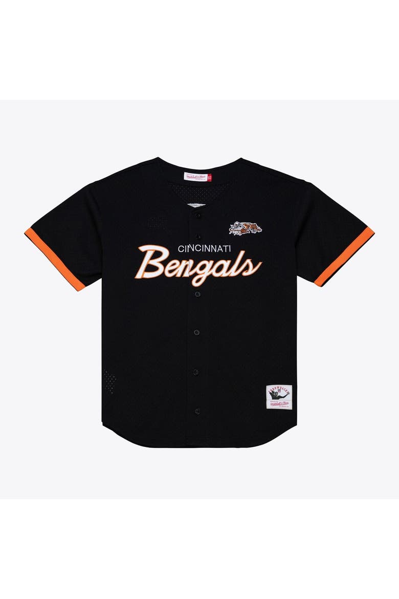 Men's Mitchell & Ness  Black Cincinnati Bengals Head Coach Mesh Full-Button Fashion Jersey, Main, color, Black