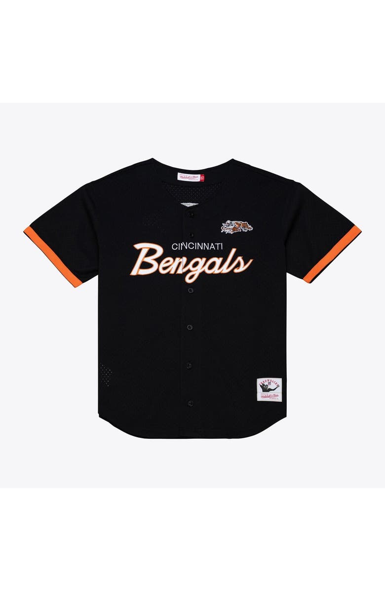 Mitchell & Ness Men's Mitchell & Ness Black Cincinnati Bengals Head Coach Mesh Full-Button Fashion Jersey, Main, color, Black