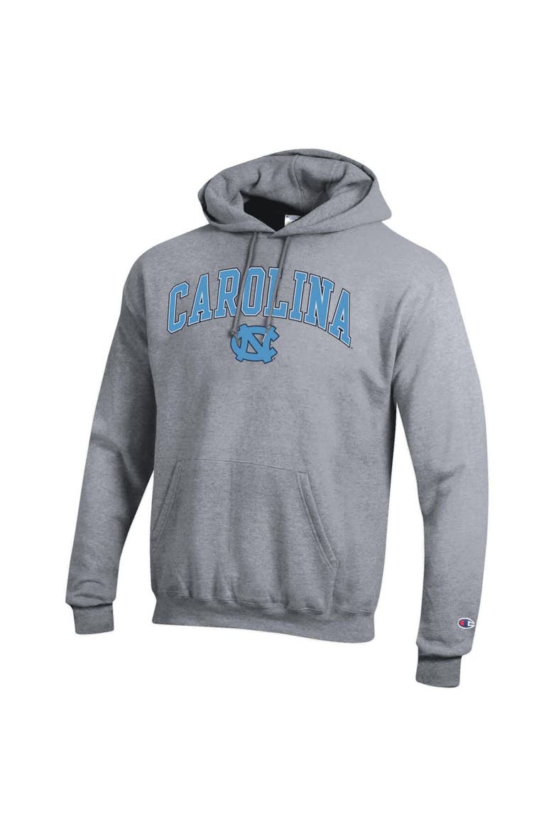 Men's Champion  Heather Gray North Carolina Tar Heels Arch Over Logo Pullover Hoodie, Alternate, color, Heather Gray