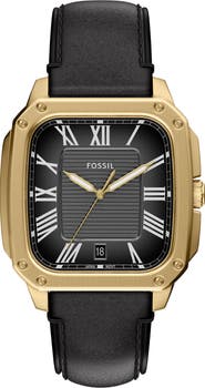 Fossil Crosby Leather Strap Watch, 42mm x 30mm