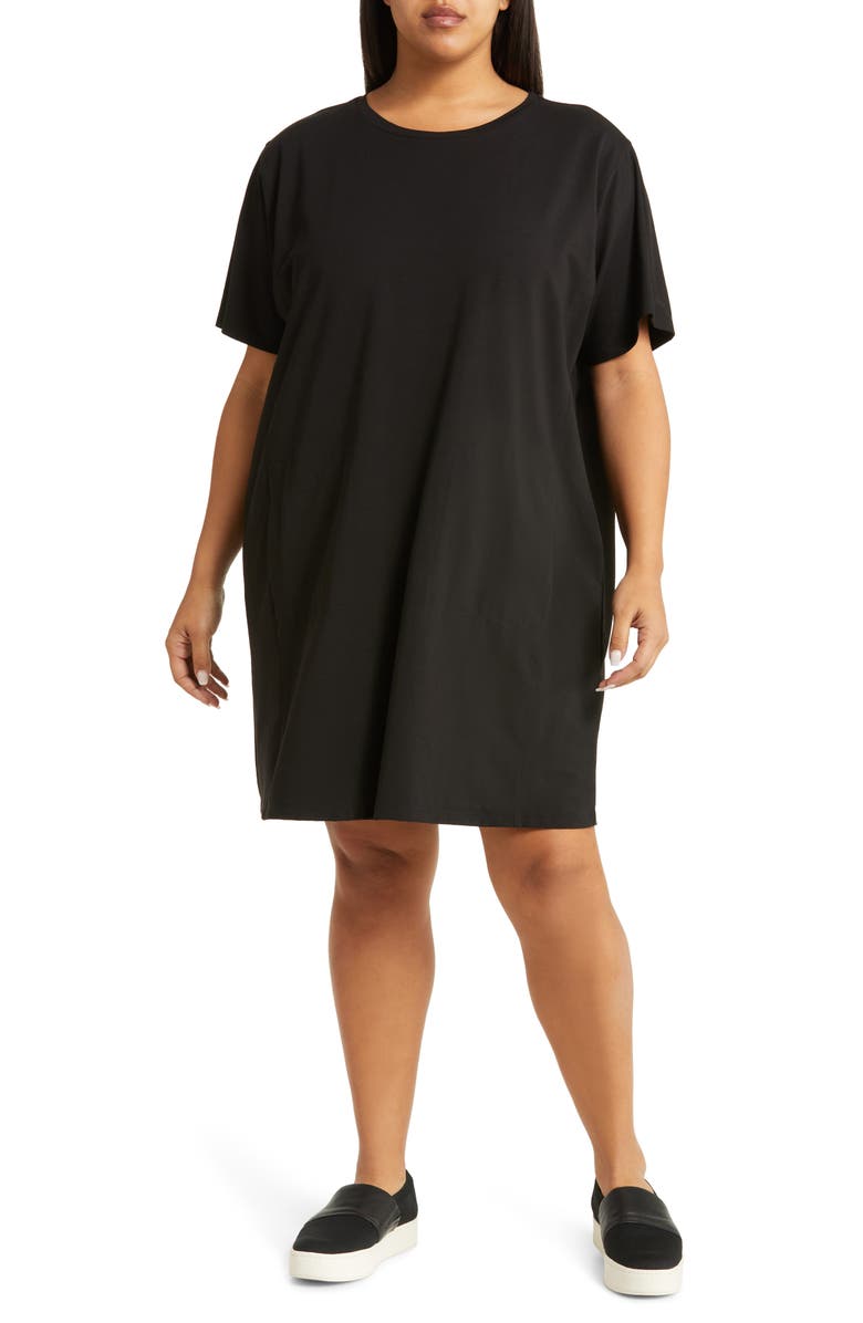 Eileen Fisher Dolman Sleeve Organic Pima Cotton Blend T-Shirt Dress, Main, color, 