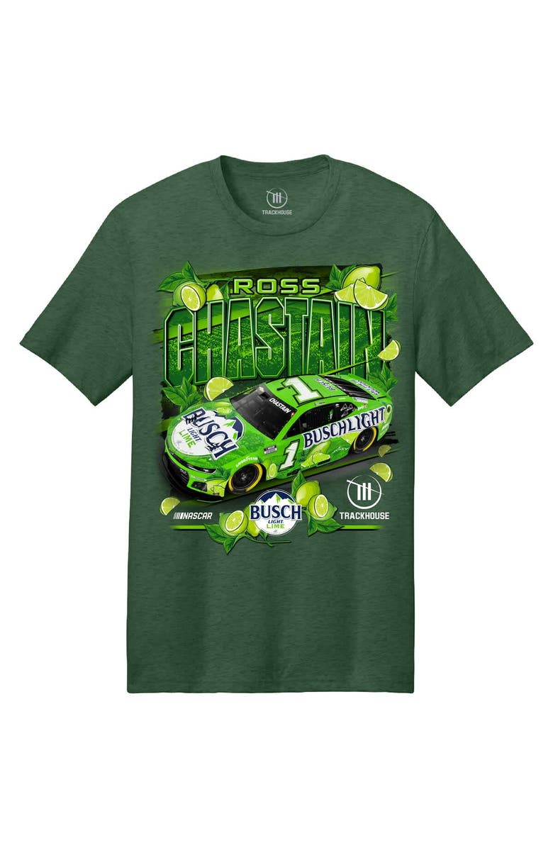 Trackhouse Racing Team Collection Men's Trackhouse Racing Team Collection Heather Green Ross Chastain Busch Light Lime Car T-Shirt, Alternate, color, Heather Green