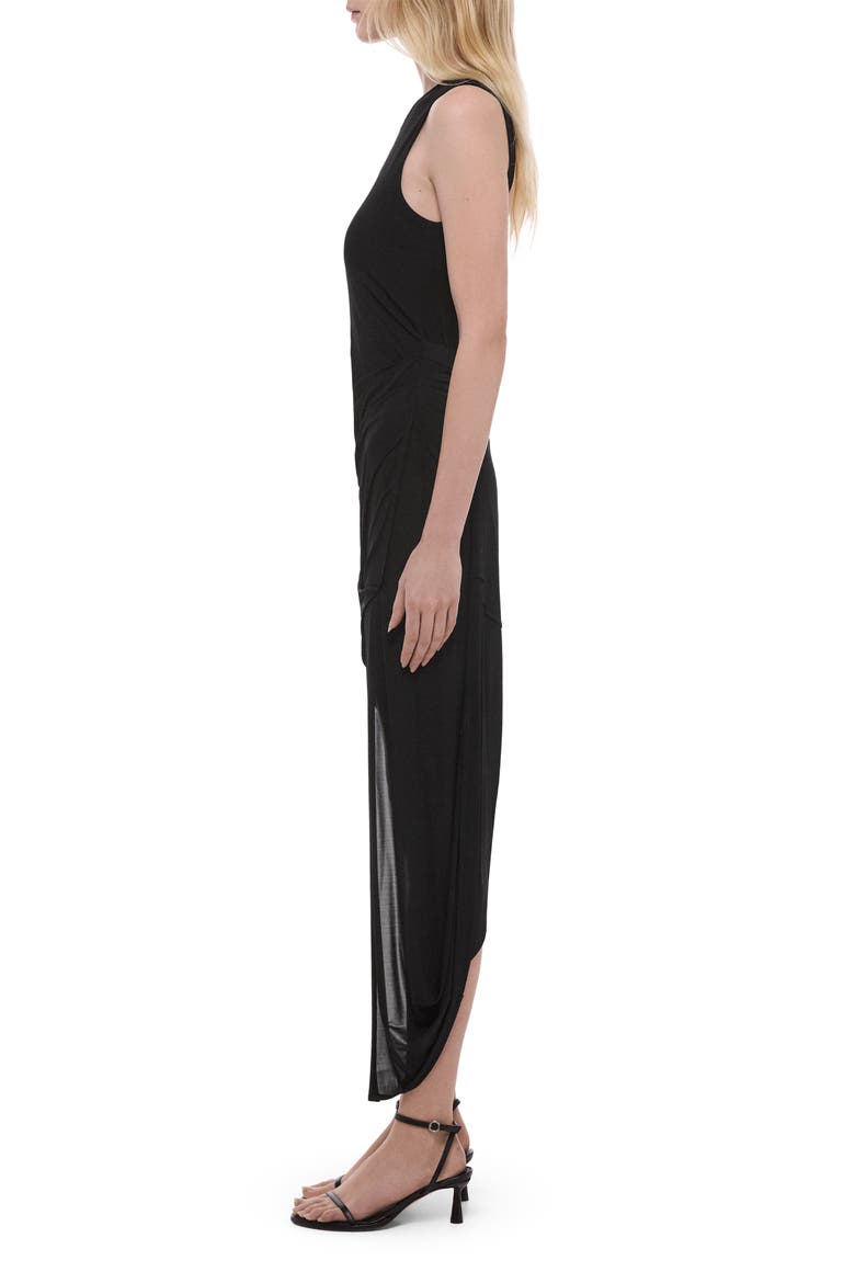 Twist Drape Asymmetric Hem Dress, Alternate, color, BLACK