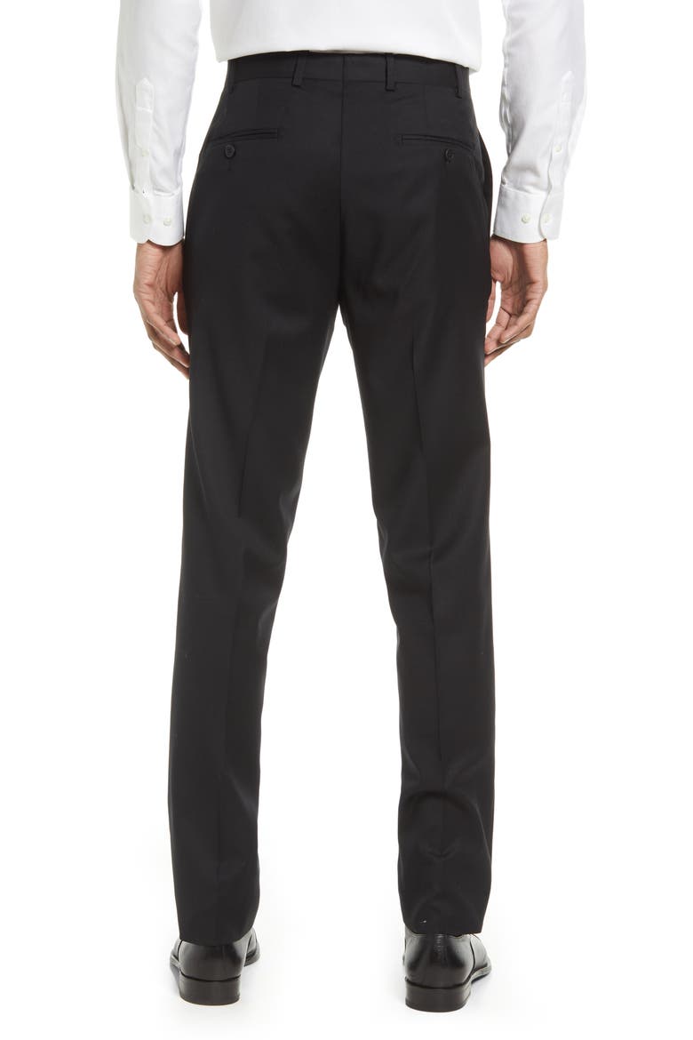 Flat Front Stretch Wool Trousers, Alternate, color, BLACK