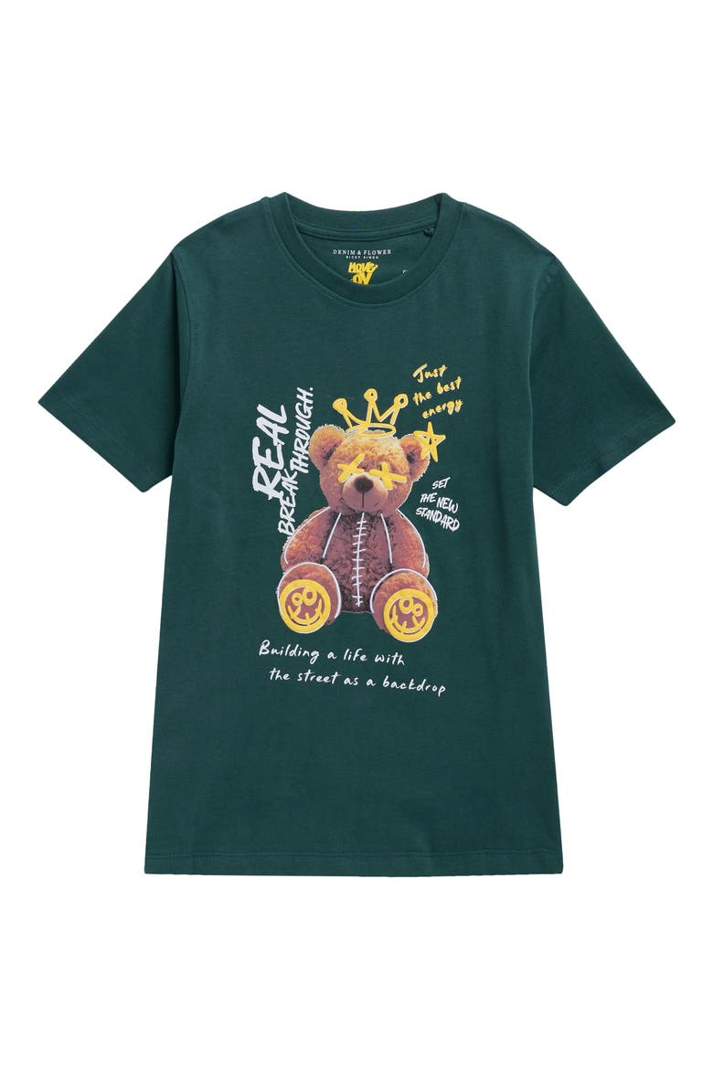 Kids' King Teddy Bear Graphic T-Shirt, Main, color, GREEN