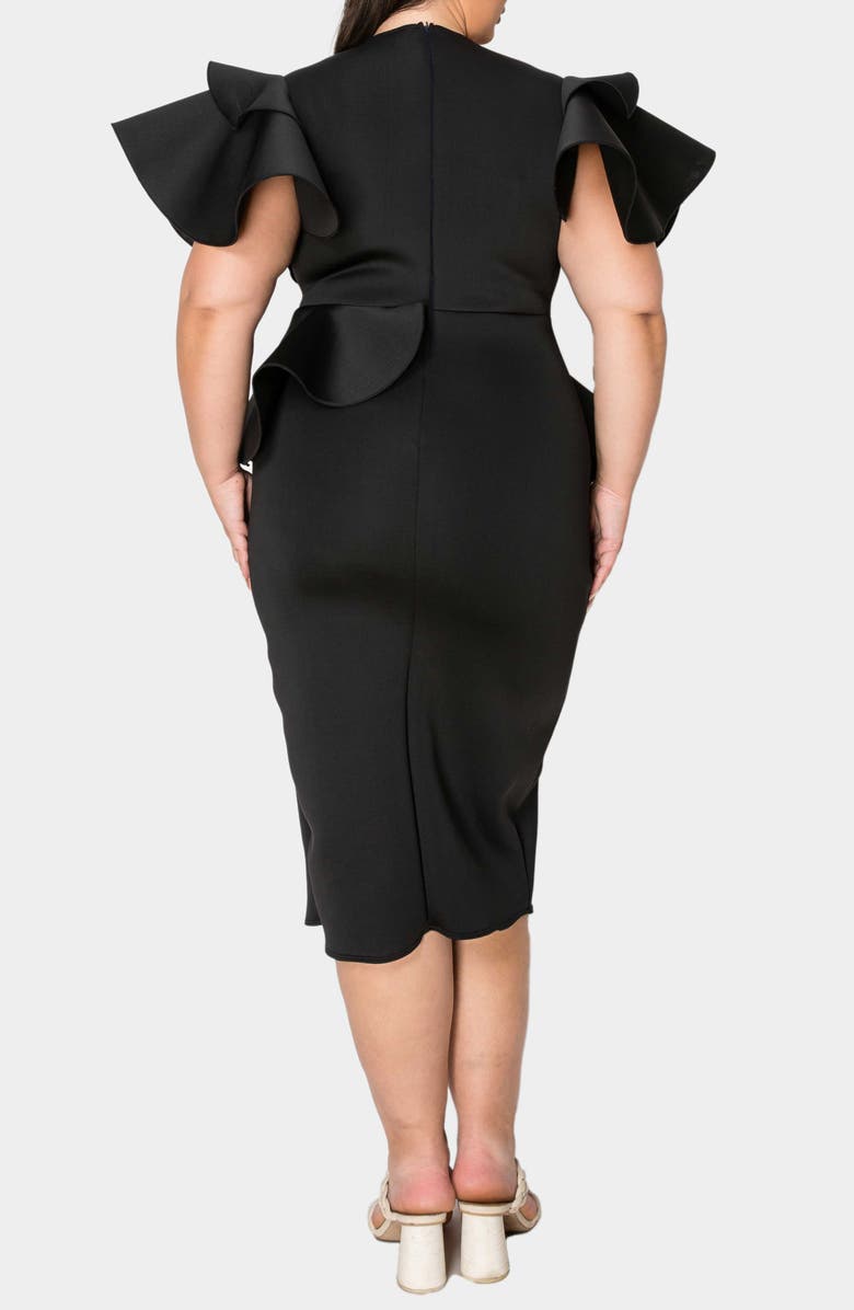 L I V D Kira Neoprene Peplum Dress, Alternate, color, Black