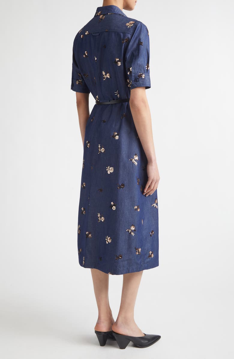 Altuzarra Kieran Embellished Belted Denim Shirtdress, Alternate, color, 000479 Midnight