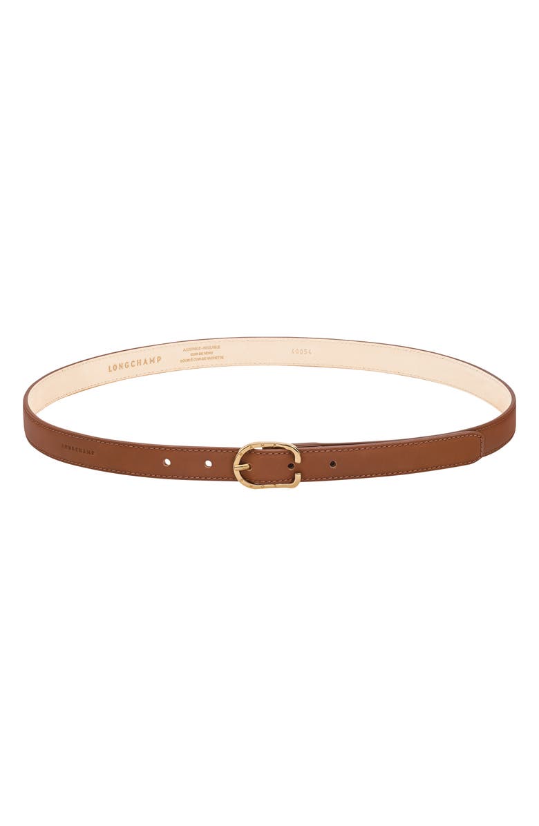 Longchamp Le Foulonné Leather Belt, Main, color, Cognac