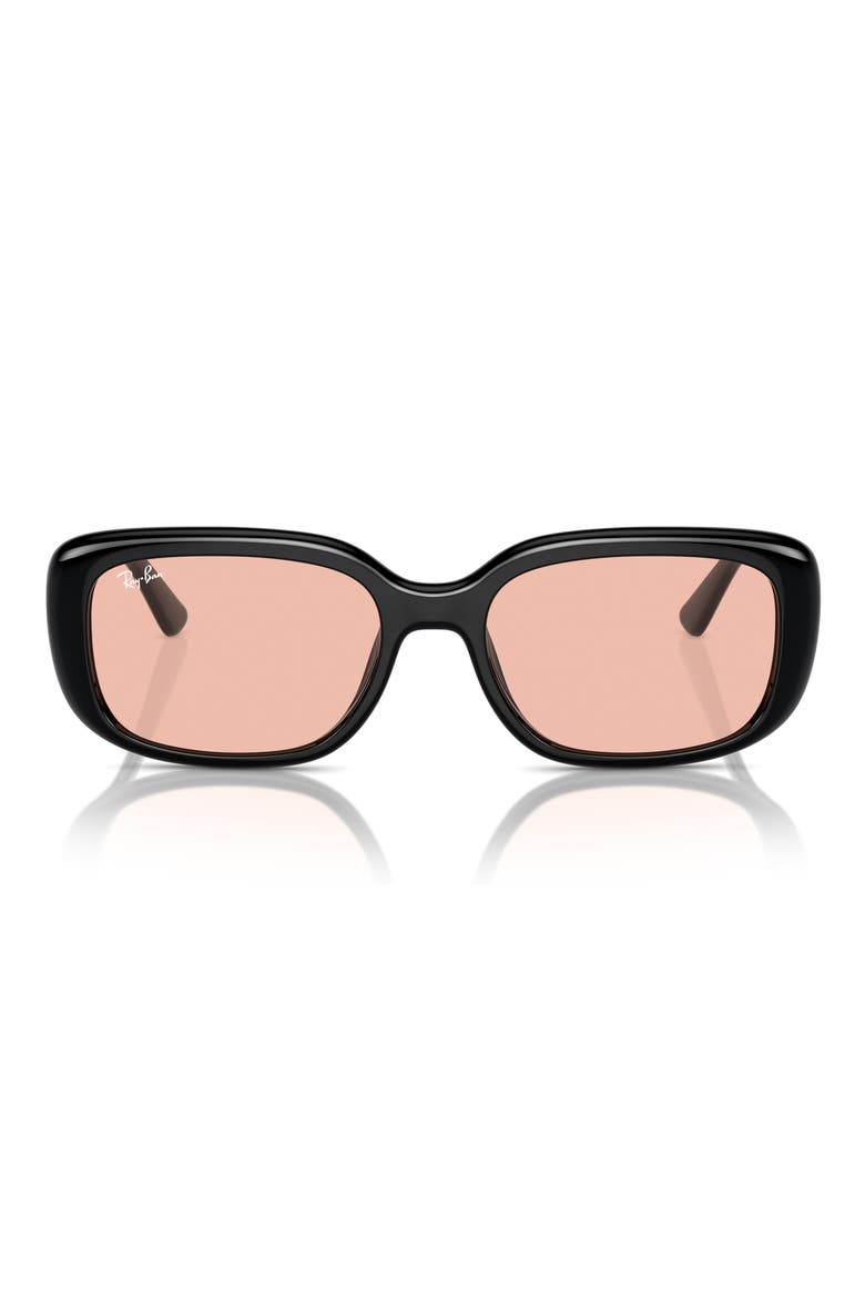 56mm Pillow Rectangular Sunglasses, Alternate, color, BLACK