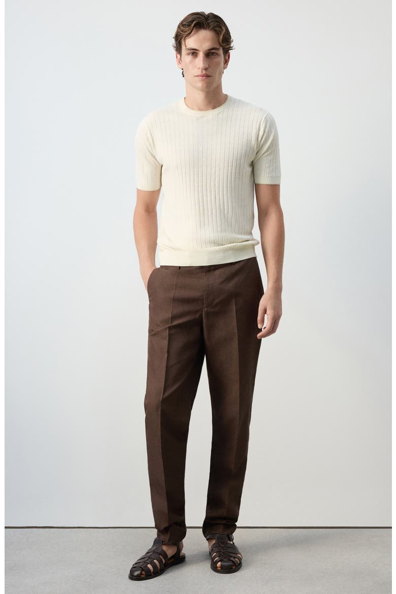 Linen Blend Rib T-Shirt, Alternate, color, OFF WHITE