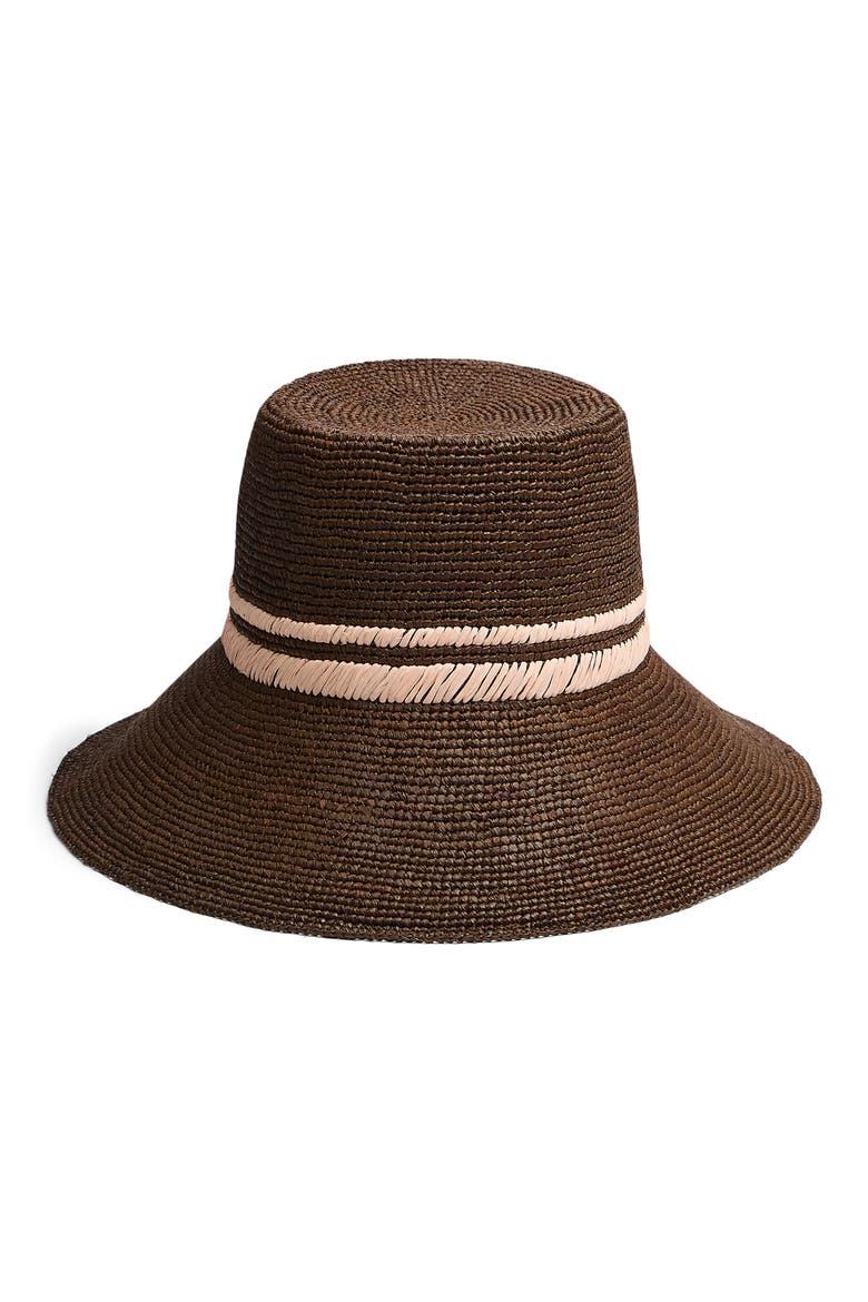 Jade Packable Raffia Bucket Hat, Main, color, BROWN NATURAL