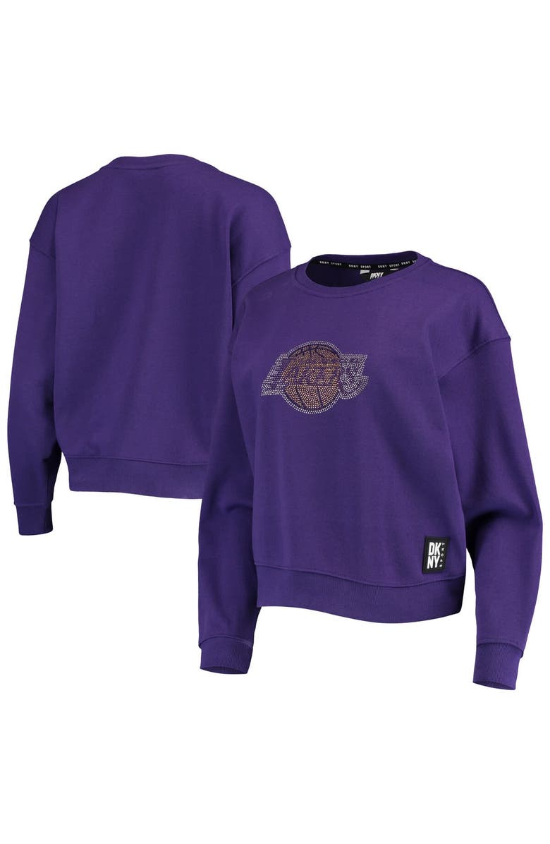 DKNY SPORT Women's DKNY Sport Purple Los Angeles Lakers Carrie Rhinestone Pullover Sweatshirt, Main, color,
