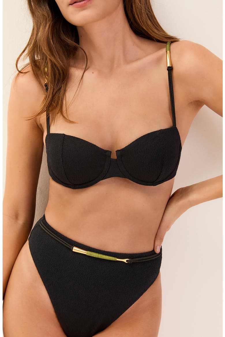 Mabel Gigi High Waist Bikini Bottoms, Alternate, color, BLACK