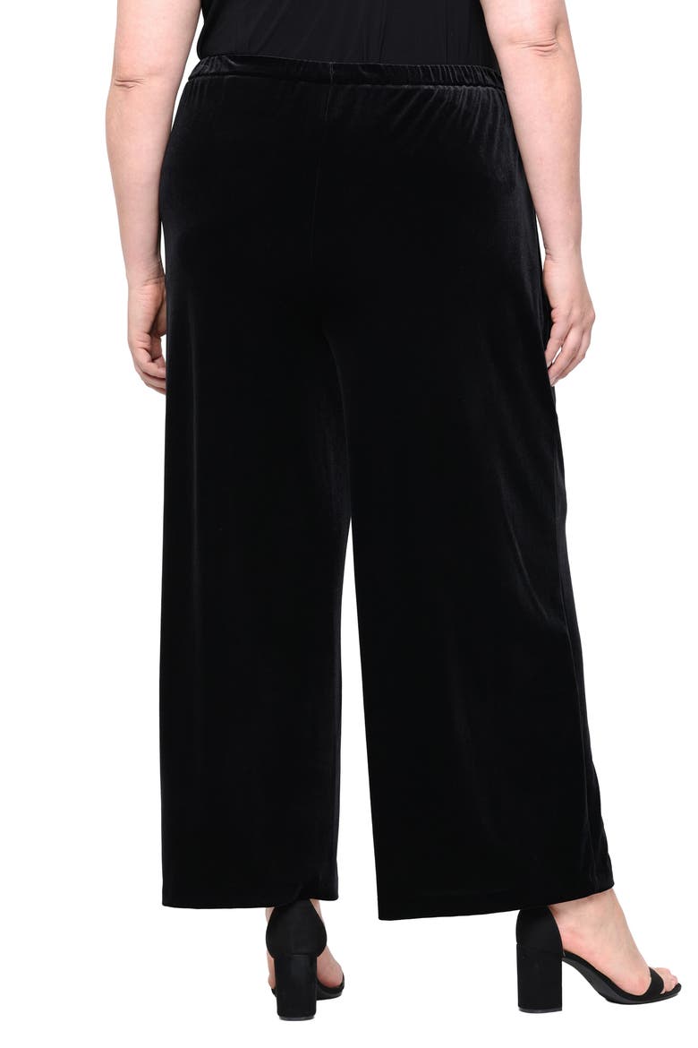 Stretch Velvet Palazzo Pants, Alternate, color, BLACK