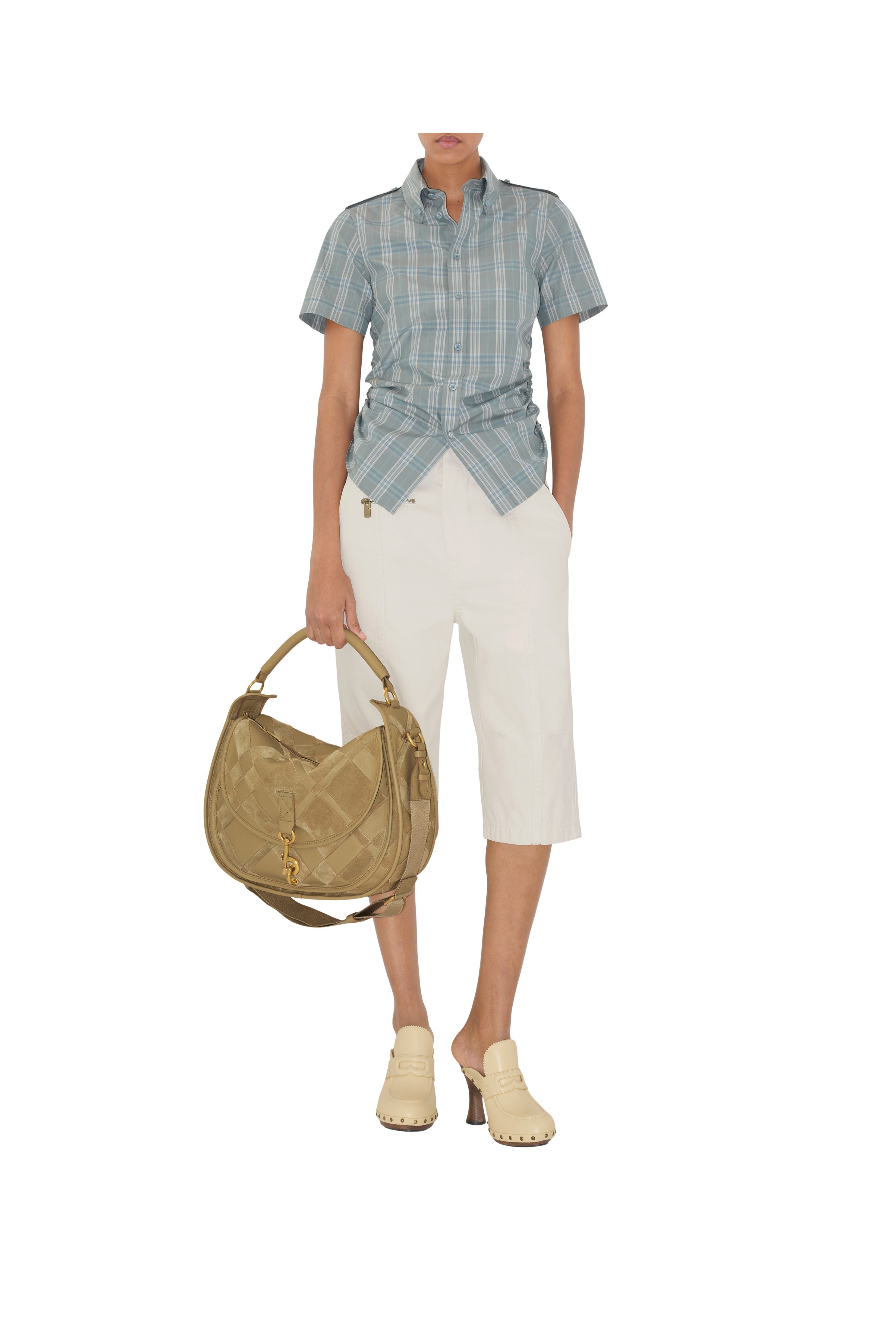 Burberry Medium B Clip Messenger Bag, Alternate, color, Sandstorm