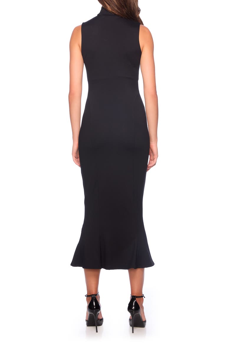 Mock Neck Trumpet Hem Midi Dress, Alternate, color, BLACK