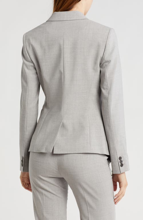 Theory Demitria Classic Stretch Wool Pants In Light Grey Melange