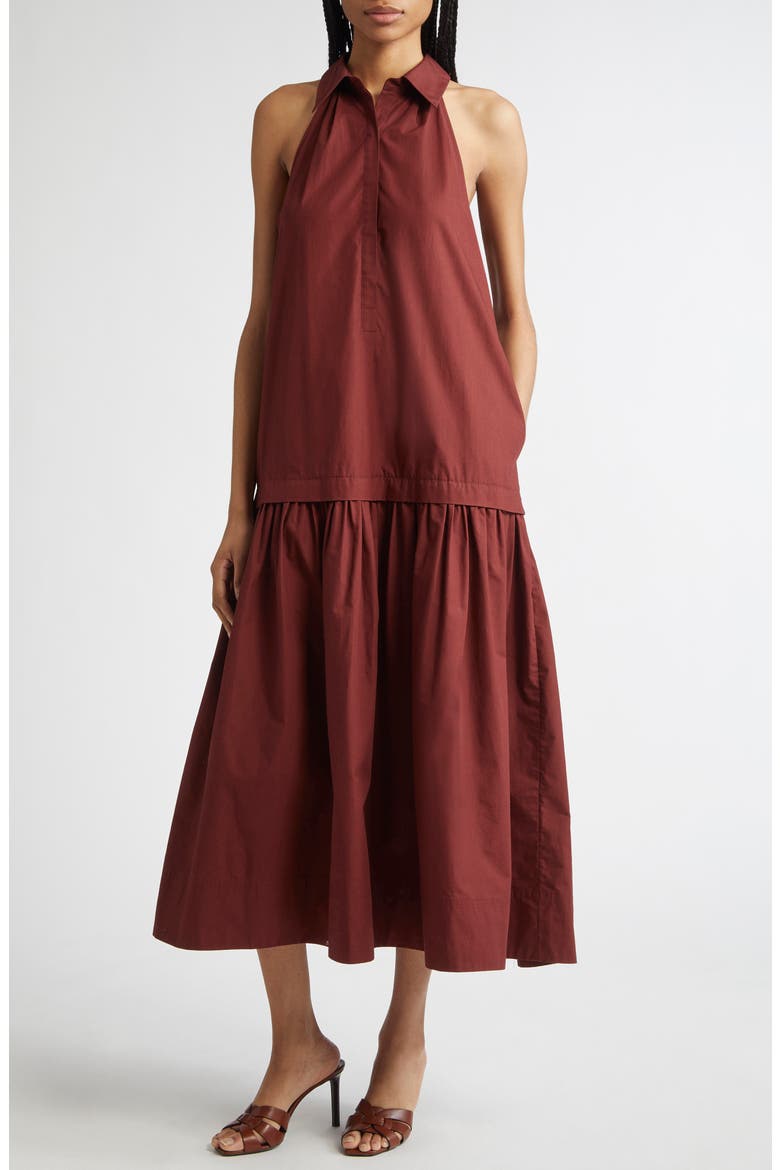 Vera Sleeveless Poplin Maxi Shirtdress, Main, color, DARK BOSCO