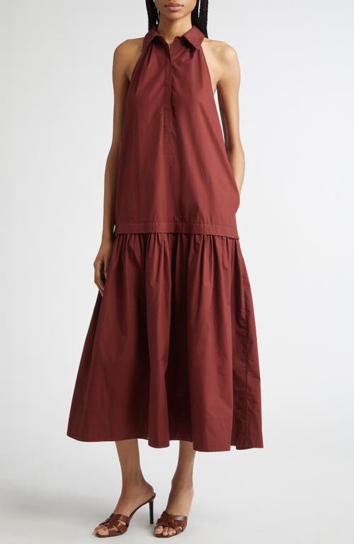 A.l.c Vera Cotton Midi Dress In Dark Bosco