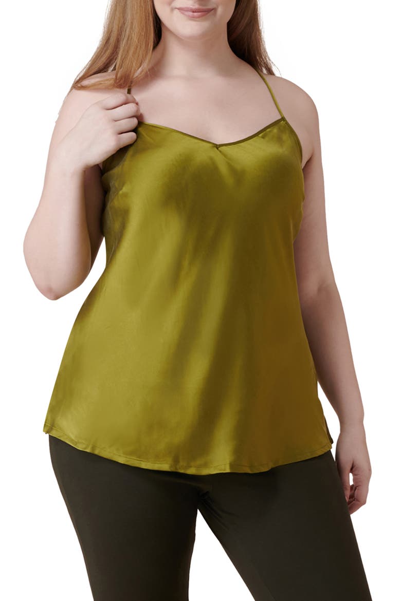 Silk Charmeuse Tank, Main, color, GREEN