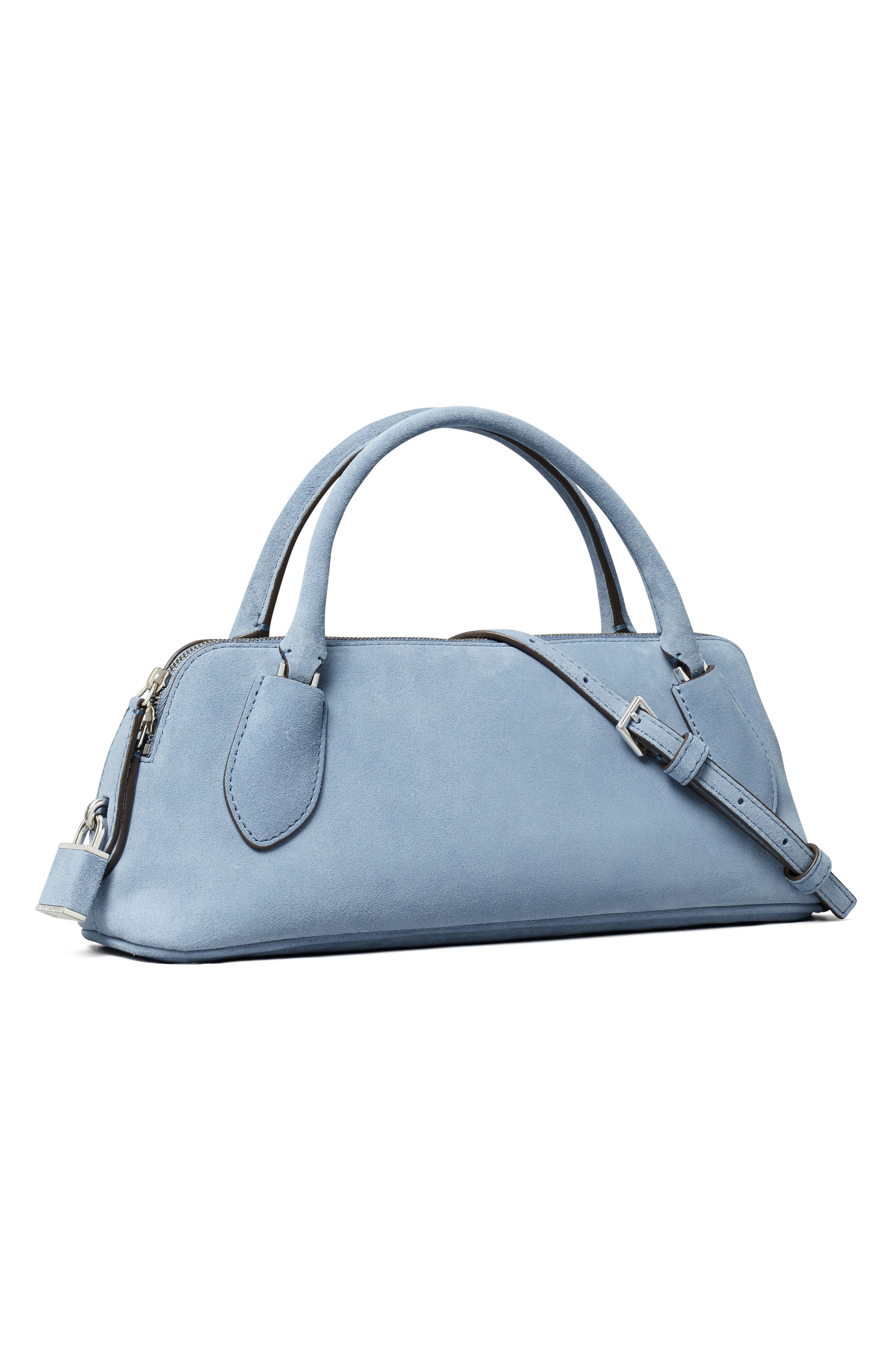 Lock Suede Top Handle Bag, Alternate, color, STEEL BLUE