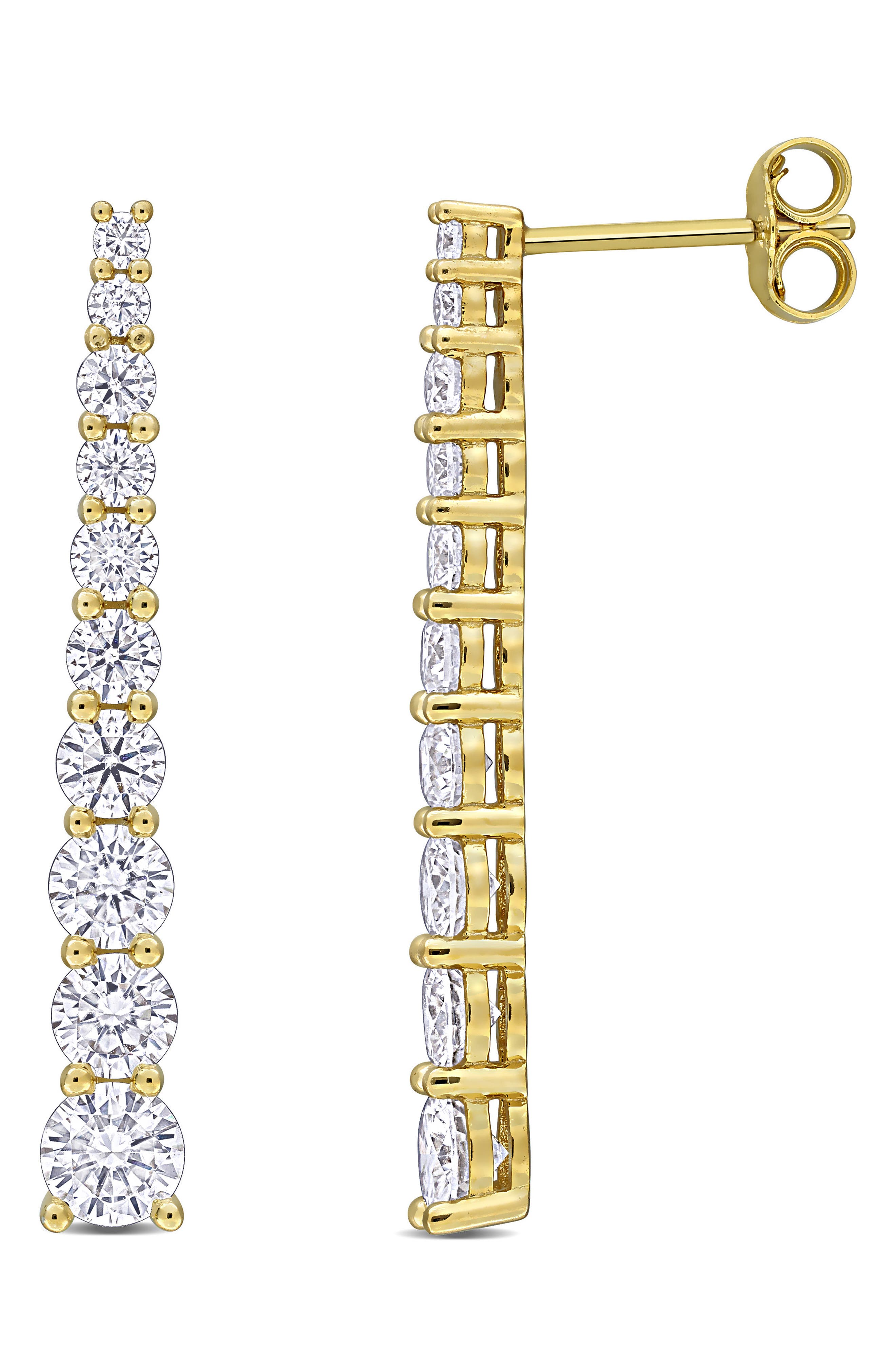 Lab Grown Moissanite Graduated Drop Earrings