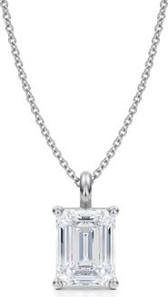ALLUREZ Emerald Solitaire Lab Diamond Pendant Necklace 14K 2.50ct