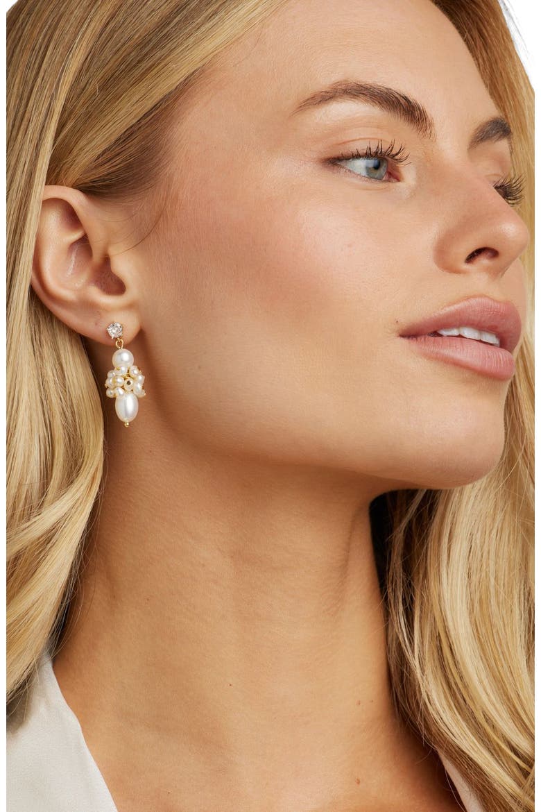 Sydney Pearl Drop Earrings, Alternate, color, Gold