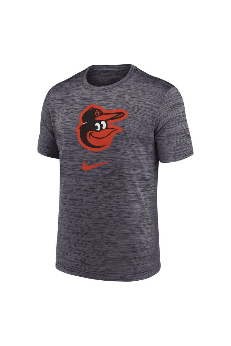 Men's Nike Black Baltimore Orioles Logo Velocity Performance T-Shirt, Alternate, color, Heather Charcoal