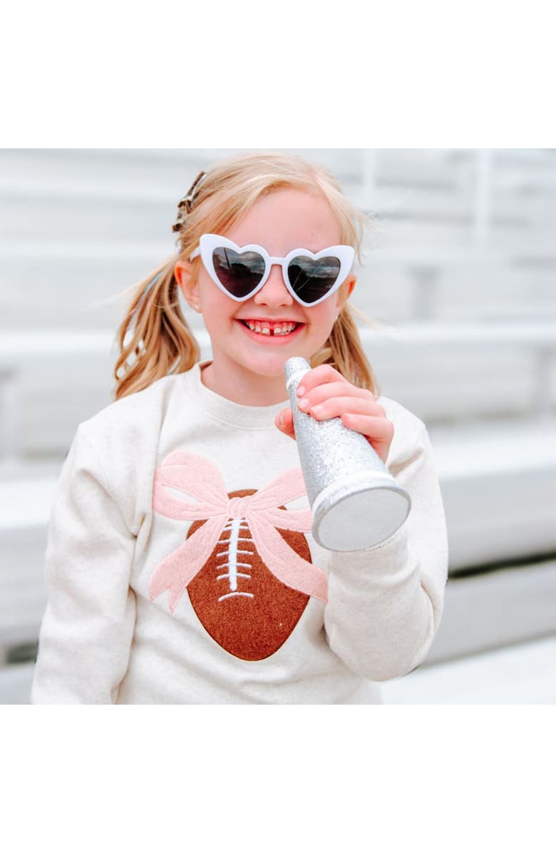 Sweet Wink Bow Football Patch Sweatshirt, Alternate, color, Natural