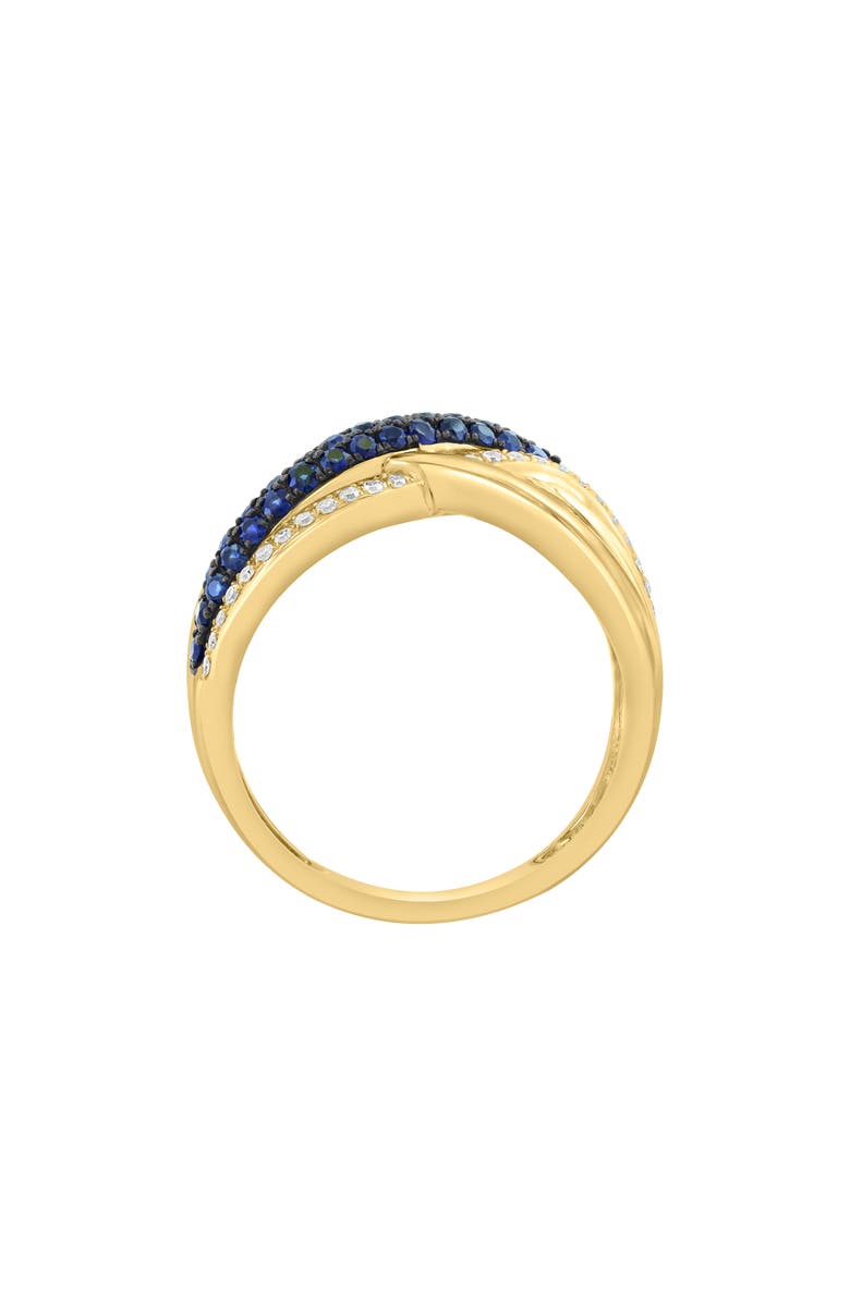 EFFY 14K Gold Diamond & Blue Sapphire Double Band Ring, Alternate, color,