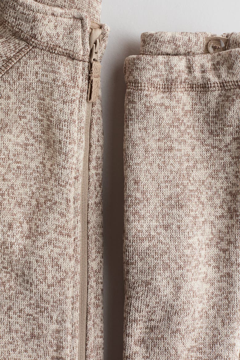 2-piece Knit Fleece Set, Alternate, color, Light beige melange
