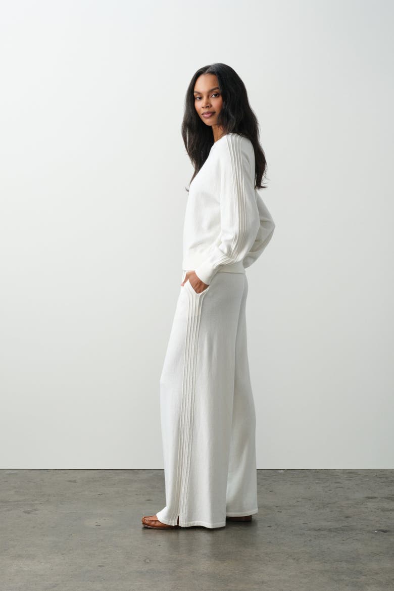 Ashlyn Cotton Cashmere Track Pants, Alternate, color, ECRU