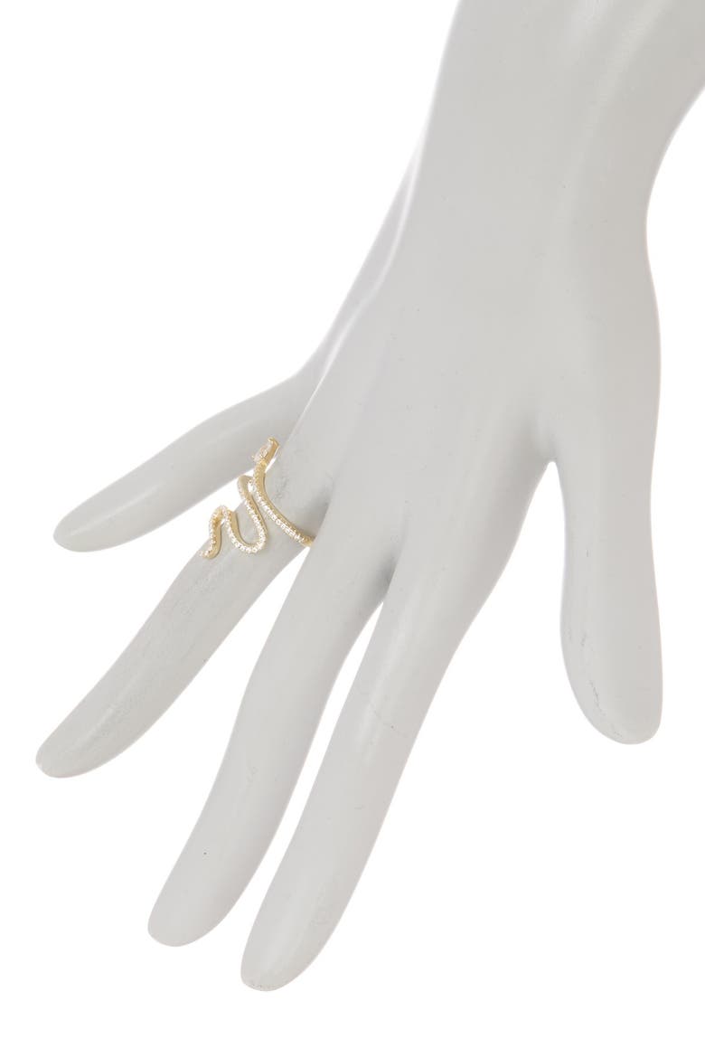 14K Gold Plated Swarovski Crystal Accented Winding Snake Ring, Alternate, color, YELLOW