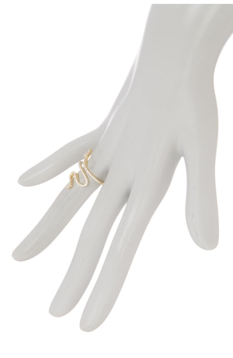 Adornia 14K Gold Plated Swarovski Crystal Accented Winding Snake Ring, Alternate, color, Yellow