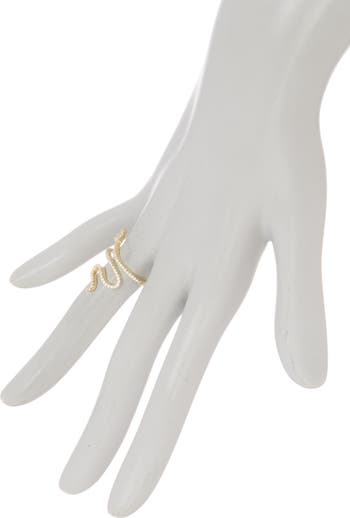 14K Gold Plated Swarovski Crystal Accented Winding Snake Ring