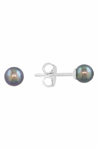 Black Freshwater Pearl Stud Earrings