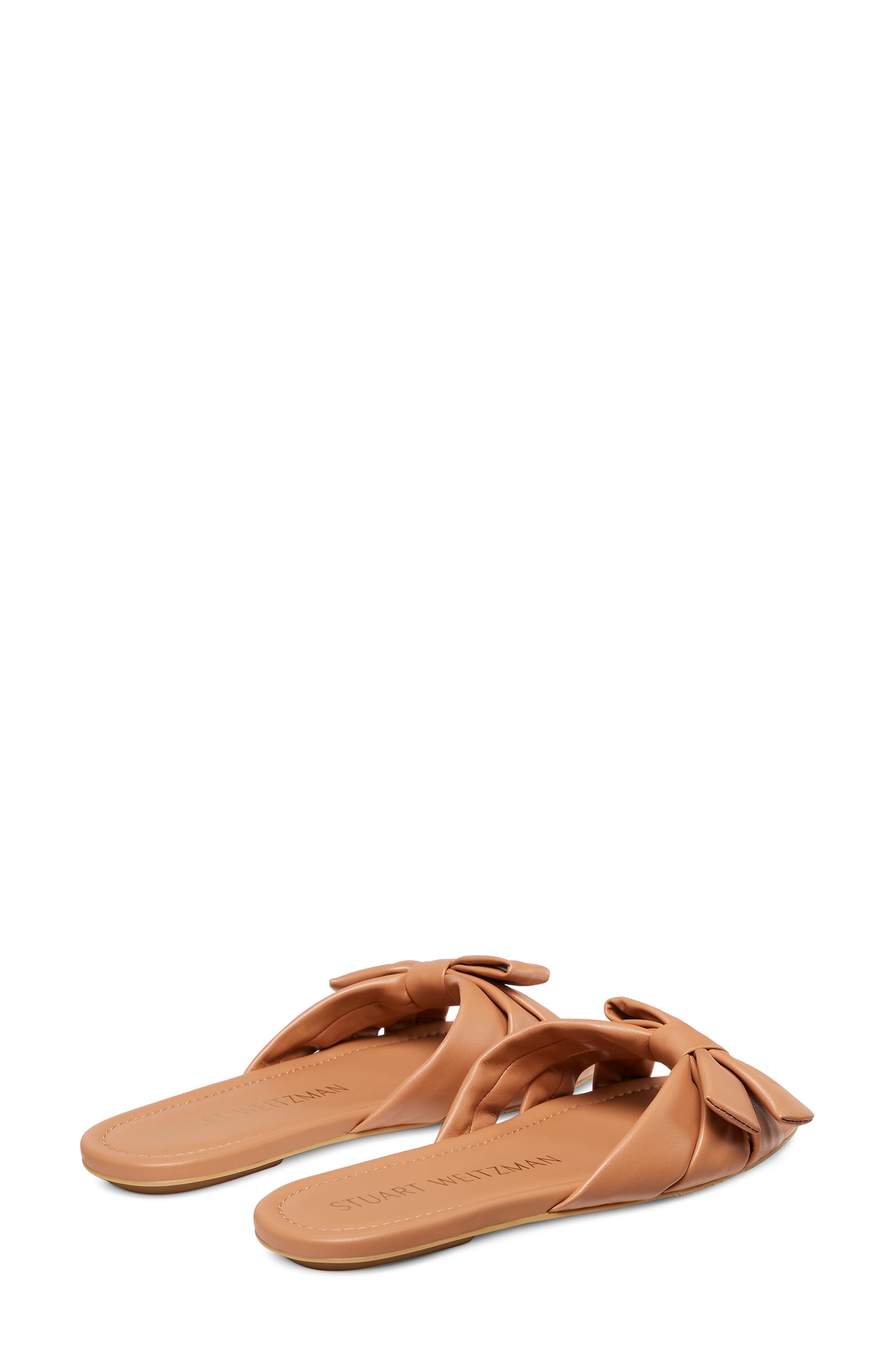Stuart Weitzman Sofia Bow Slide Sandal, Alternate, color, Tan Leather