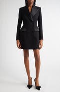 Dolce&Gabbana Hourglass Double Breasted Long Wool & Silk Blend Tuxedo Jacket