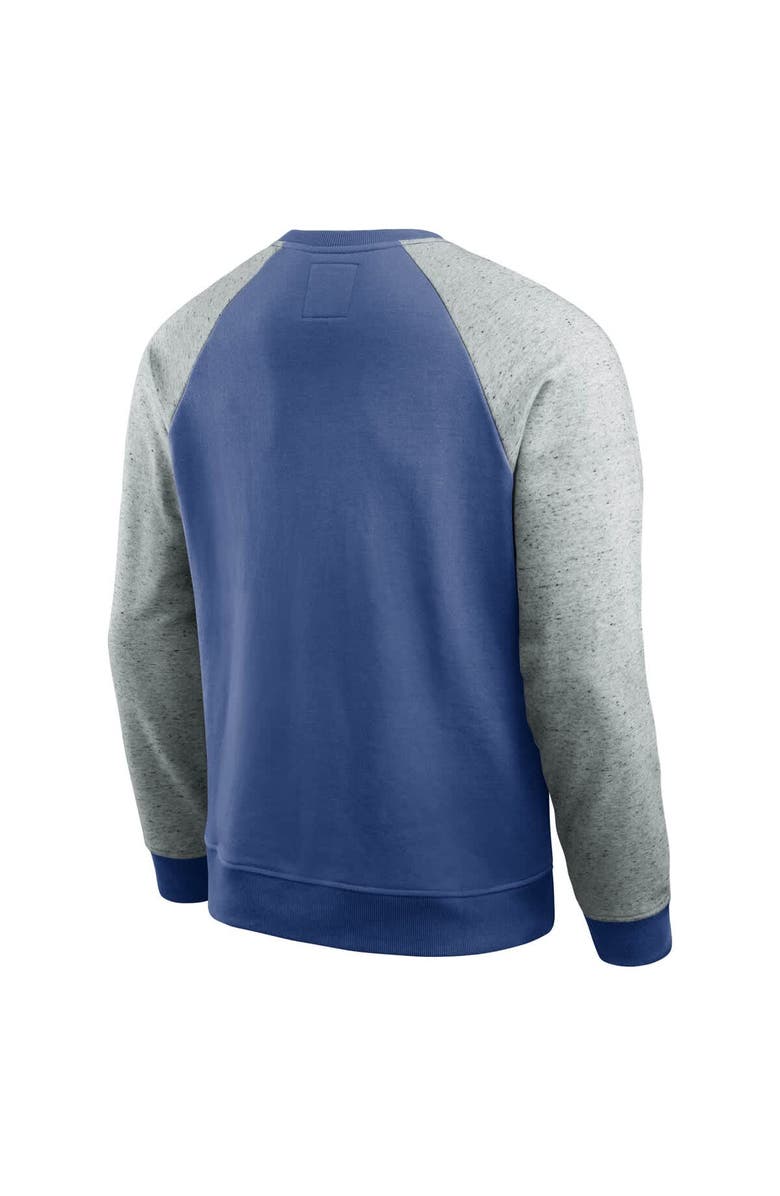 Darius Rucker Collection by Fanatics Men's Darius Rucker Collection by Fanatics Royal/Heather Gray New England Patriots Throwback Color Block Raglan Pullover Sweatshirt, Alternate, color, Royal