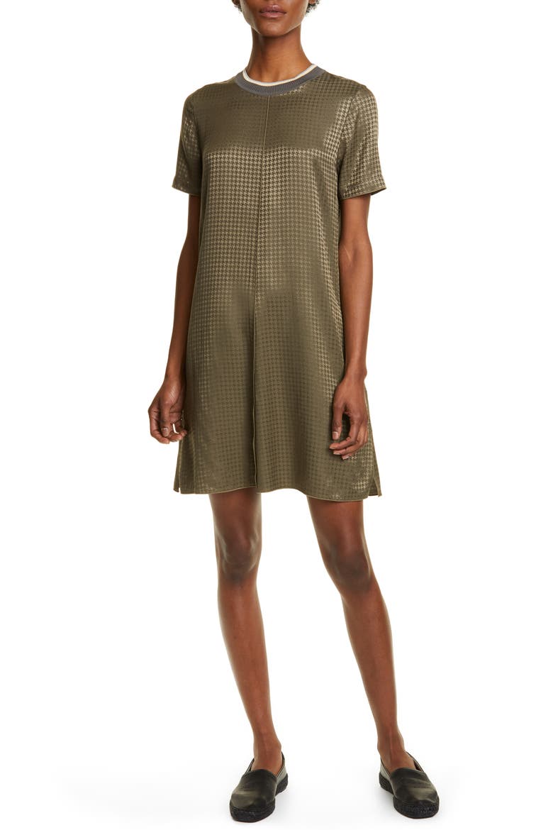 Ali Houndstooth Shift Dress, Main, color, OLIVE