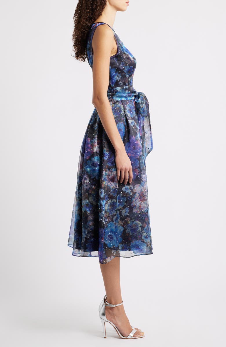 Eliza J Print Sleeveless Cocktail Dress, Alternate, color, Black Blue