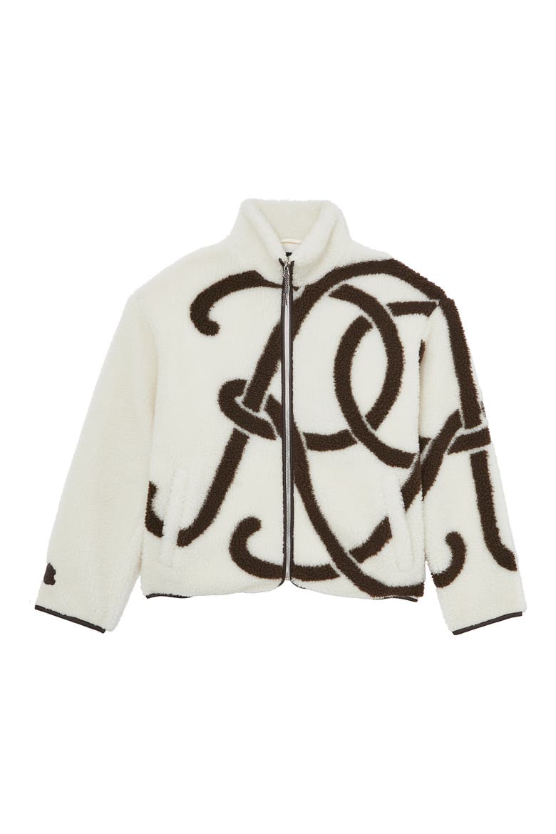 Kidd Logo Print High Pile Fleece Jacket, Alternate, color, WHITE/ BROWN