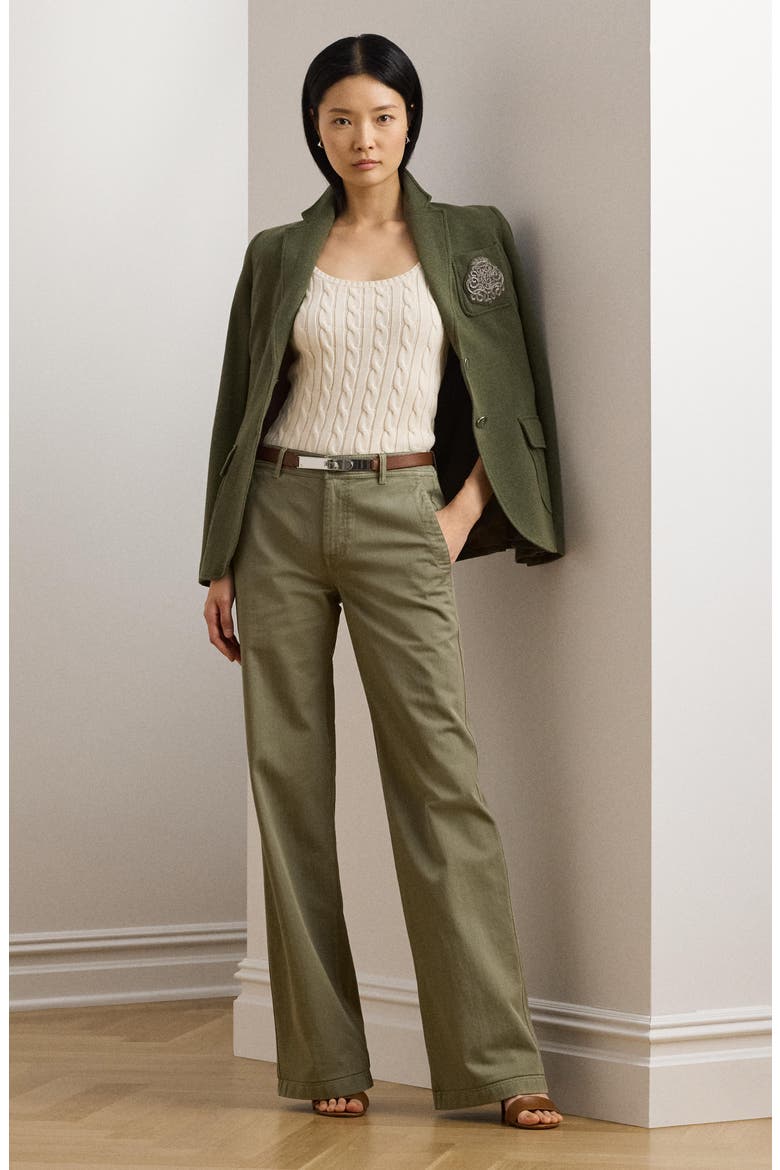 Wide Leg Cotton Twill Pants, Alternate, color, SAGE GREEN