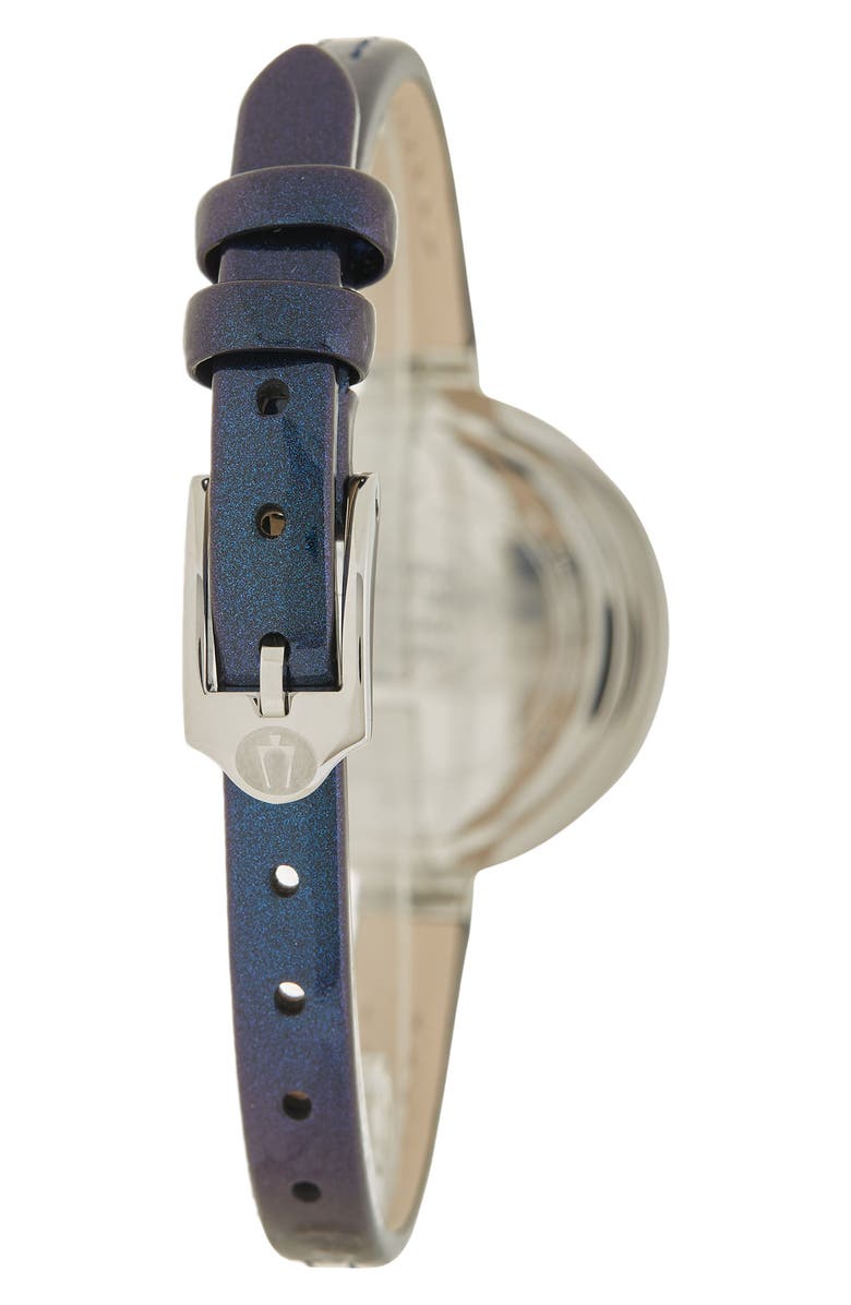 BULOVA Rhapsody Blue Diamond Dial Blue Leather Watch, 30mm, Alternate, color,