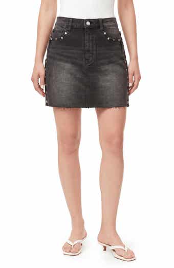 Kensie Studded High Waist Denim Miniskirt